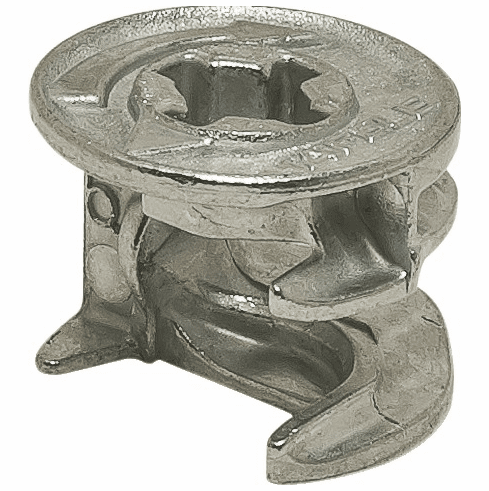 Hafele Connector Housing, Häfele Minifix® 15, Zinc alloy, Without rim, For wood thickness from 16 mm and above, unfinished, Item# 262.26.033, 26226033, 262-26-033