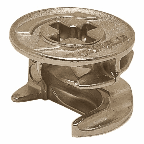 Hafele Connector Housing, Hfele Minifix 15, Zinc alloy, Without rim, For wood thickness from 13 mm and above, nickel-plated, Item# 262.26.531, 26226531, 262-26-531