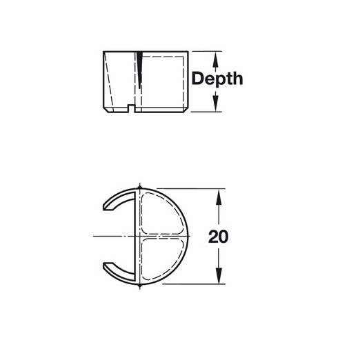 Hafele Cup Insert, Rasant-Tab For wood thickness: from 19 mm