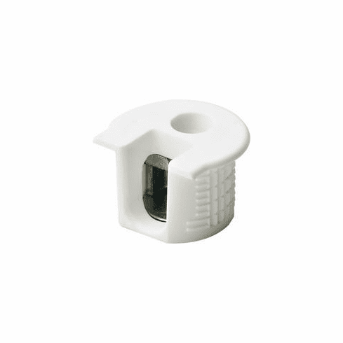 Hafele Connector Housing, Rafix 20 System, without Ridge, Plastic, with Tightening Element, For wood thickness 19 mm, white, Item# 263.10.705, 26310705, 263-10-705