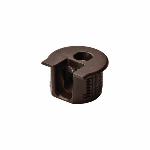 Hafele Connector Housing, Rafix 20 System, without Dowel, with Ridge, Plastic, with Tightening Element, For wood thickness 16 mm, brown, Item# 263.14.103, 26314103, 263-14-103