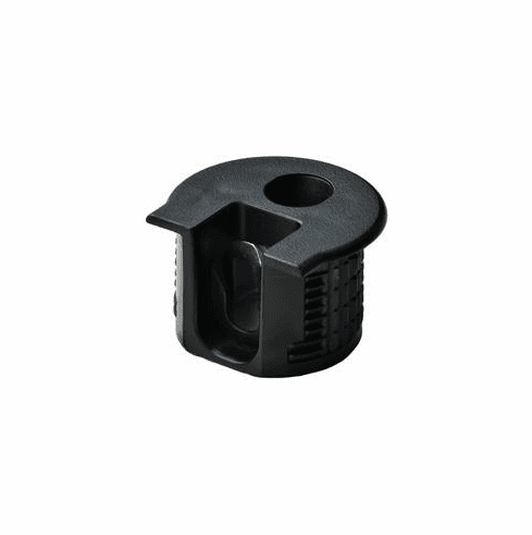 Hafele Connector Housing, Rafix 20 System, without Dowel, with Ridge, Plastic, with Tightening Element, For wood thickness 19 mm, black, Item# 263.14.305, 26314305, 263-14-305