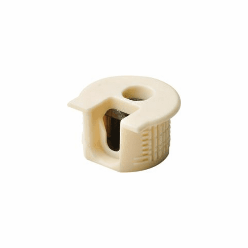 Hafele Connector Housing, Rafix 20 System, without Dowel, with Ridge, Plastic, with Tightening Element, For wood thickness 16 mm, beige, Item# 263.14.403, 26314403, 263-14-403