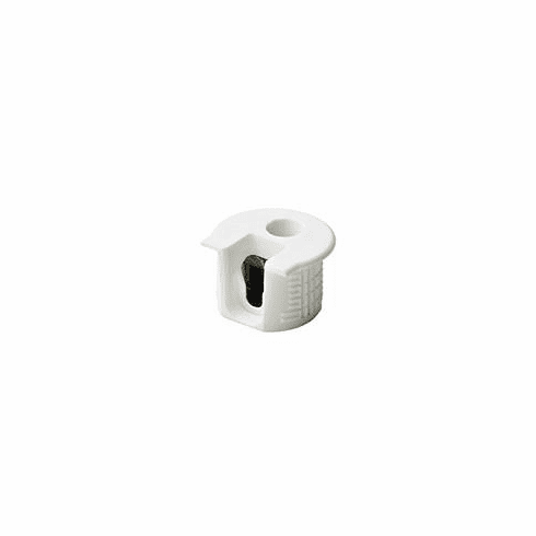 Hafele Connector Housing, Rafix 20 System, without Dowel, with Ridge, Plastic, with Tightening Element, For wood thickness 19 mm, white, Item# 263.14.705, 26314705, 263-14-705