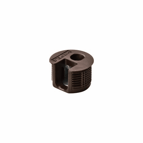 Hafele Connector Housing, Rafix 20 Flush System, Without Ridge, Plastic, For wood thickness 19 mm, brown, Item# 263.50.105, 26350105, 263-50-105