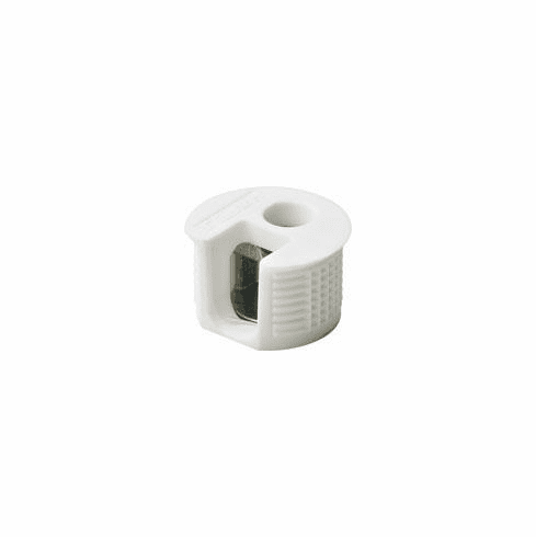 Hafele Connector Housing, Rafix 20 Flush System, Without Ridge, Plastic, For wood thickness 19 mm, white, Item# 263.50.705, 26350705, 263-50-705
