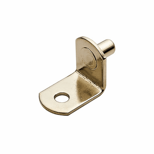 Hafele Metal Shelf Supports, Ø5 mm, with Securing Screw Hole, Brass-plated, Item# 282.11.510, 28211510, 282-11-510