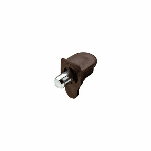 Hafele Shelf Support, For wood or glass, plastic, for plug fitting into drill hole  5 mm, For 5 mm hole 12.6 mm depth, Brown, Item# 282.12.105, 28212105, 282-12-105