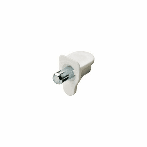 Hafele Shelf Support, For wood or glass, plastic, for plug fitting into drill hole  5 mm, For 5 mm hole 12.6 mm depth, White, Item# 282.12.705, 28212705, 282-12-705