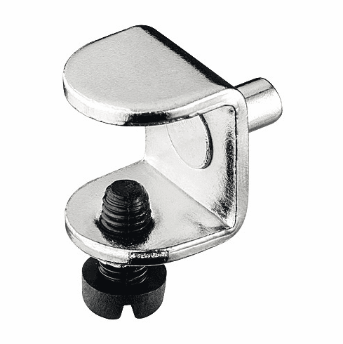 Hafele Glass Shelf Support, with Safety Locking Screw, Steel, for 13 mm glass thickness, Nickel plated, Item# 282.20.724, 28220724, 282-20-724