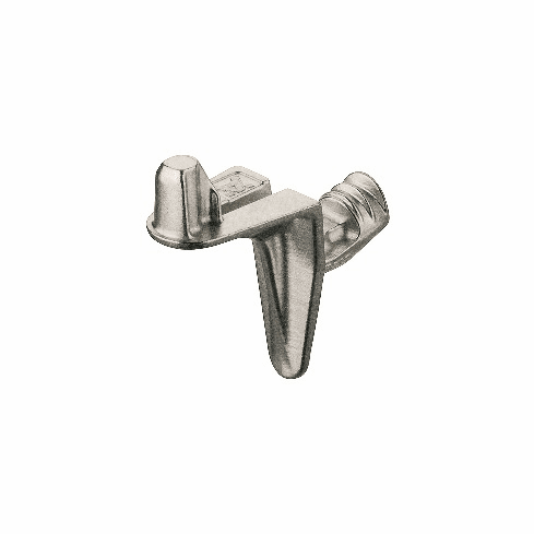Hafele Shelf Support, with Shelf Fixing Plug, Offset, 125 kg, With three wedged ribs, Nickel-plated, Item# 282.24.728, 28224728, 282-24-728