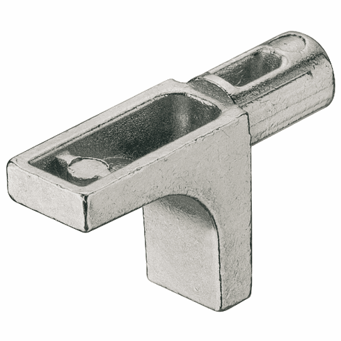 Hafele Shelf support, for wooden shelves, zinc alloy, with 2 grooves, load bearing capacity 15.6 kg per item, Steel, load-bearing capacity 80 kg (in compliance with DIN EN 1727:1998-06), with lip, Nickel, Item# 282.84.710, 28284710, 282-84-710