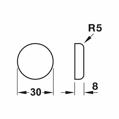Hafele Cover Cap, for Hfele A-Series, Chrome, Item# 315.59.080, 31559080, 315-59-080