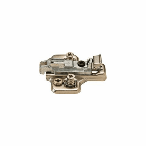 Hafele Clip Mounting Plate, Salice, with Pre-Installed 11 mm Euro Screws, quick fixing system, fixing with chipboard screws, depth adjustable via eccentric, 6 mm, BARGL69F/16, Item# 329.69.016, 32969016, 329-69-016