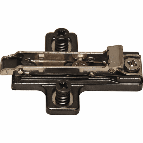 Hafele Mounting Plate, Salice, With Pre-Installed Euro Screws, quick fixing system, fixing with chipboard screws, depth adjustable via eccentric, 11 mm Euro screws, 2 mm, BARGR26/16, titanium finish, Item# 329.71.562, 32971562, 329-71-562