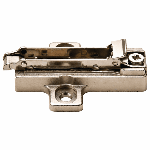 Hafele Aluminum Frame Wing Mounting Plate, Salice, Without Pre-Installed Euro Screws, quick fixing system, pre-mounted Euro screws, depth adjustable via eccentric, 18 mm, BARGRV9, nickel-plated, Item# 329.71.579, 32971579, 329-71-579