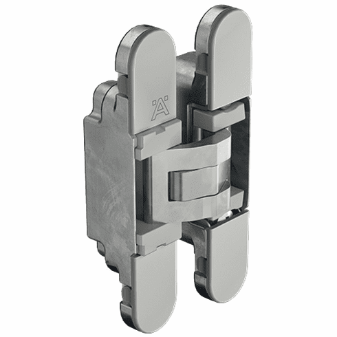 Hafele Mortise Hinge, 180°, for Concealed Mounting, Only for hinged door applications, 3D adjustable, Hinge: matt chrome, cover cap: gray, Item# 341.24.435, 34124435, 341-24-435