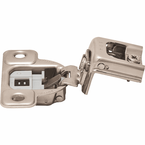 Hafele Concealed Hinge, Salice Excentra 2-Cam, 106 Opening Angle, Soft Close, 1 1/4" Overlay, Nickel-plated, screw-on, model CUP3AD9, Item# 343.61.522, 34361522, 343-61-522