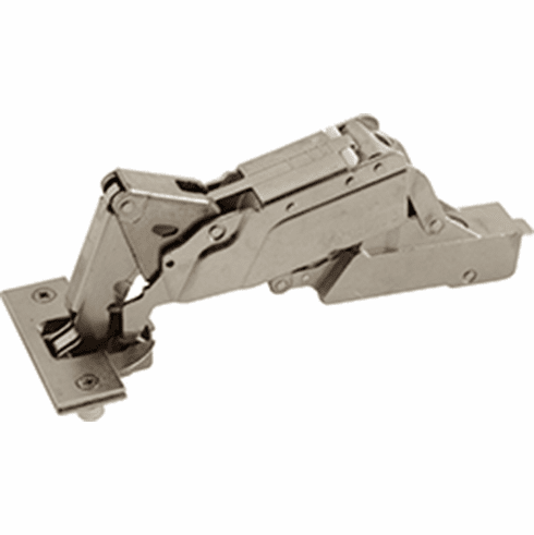 Hafele Concealed Hinge, Grass TIOMOS, 155 Opening Angle, Half Overlay, for cabinets with internal drawer boxes with railing or pull-out shelves, Self close, press-fit, model F045138504217, Item# 348.32.612, 34832612, 348-32-612