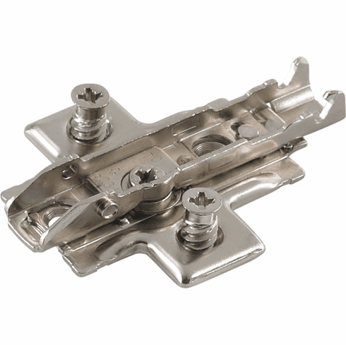 Hafele Wing Baseplate, Grass TIOMOs, 4-Point Fixing with Pre-Mounted Euro Screws, Height adjustment via worm gear, Height 0 mm, model F058139761228, Item# 348.38.521, 34838521, 348-38-521