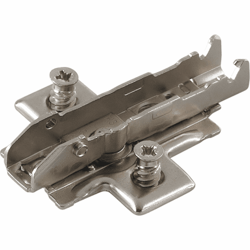 Hafele Wing Baseplate, Grass TIOMOs, 4-Point Fixing with Pre-Mounted Euro Screws, Height adjustment via worm gear, Height 3 mm, model F058139763228, Item# 348.38.523, 34838523, 348-38-523