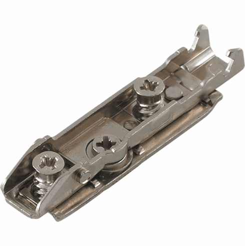 Hafele Straight Baseplate, Grass TIOIMOS, 2-Point Fixing with Pre-mounted Euro Screw, Height 0 mm, model F059139711228, Item# 348.38.630, 34838630, 348-38-630