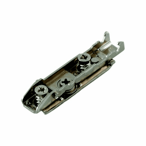 Hafele Straight Baseplate, Grass TIOIMOS, 2-Point Fixing with Pre-mounted Euro Screw, Height 3 mm, model F059139713228, Item# 348.38.633, 34838633, 348-38-633