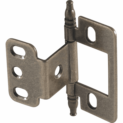 Hafele Decorative Butt Hinge, Partial Wrap, Non-Mortise, Minaret Finial, For inset face frame doors, Antique brass, Item# 351.86.120, 35186120, 351-86-120
