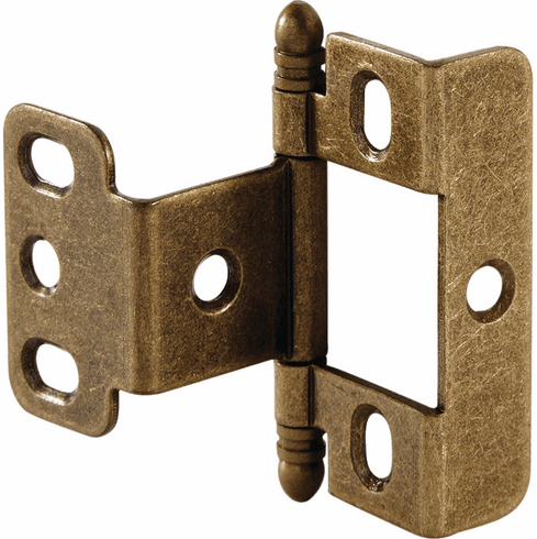 Hafele Decorative Butt Hinge, Full Wrap, Non-Mortise, Ball Finial, For inset face frame doors, Antique brass, Item# 351.86.140, 35186140, 351-86-140
