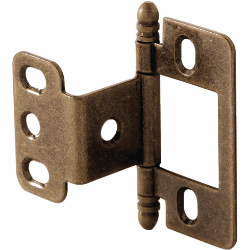 Hafele Decorative Butt Hinge, Partial Wrap, Non-Mortise, Ball Finial, For inset face frame doors, Antique brass, Item# 351.86.160, 35186160, 351-86-160