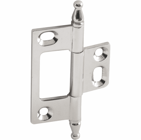 Hafele Decorative Butt Hinge, Non-Mortise, Minaret Finial, ELITE solid brass hinge, Polished nickel, Item# 351.95.780, 35195780, 351-95-780