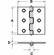 Hafele Furniture Hinge, with Fixed Pin, 5 Knuckles, 1 15/16" x1 15/16", 1.0 mm material thickness, 3 holes per wing, Item# 354.12.906, 35412906, 354-12-906