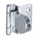 Hafele Glass Door Hinge, Sugatsune 180° Opening Angle, 6 mm Glass, Door mounting with glass drilling, Chrome plated, half overlay, Item# 361.46.205, 36146205, 361-46-205
