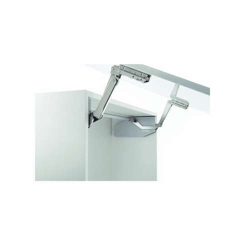 Hafele Front lift up fitting, Free swing, For one-piece flaps made of wood, glass or with aluminum frame, Flap weight: 4-7 lbs., model S1sw, end cap: white, Item# 372.34.500, 37234500, 372-34-500