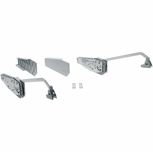 Hafele Double Door Lift-Up Fitting, Häfele Free fold short, For two-piece flaps with division 1:1 made from wood or with aluminum frame, Model: J6fs, Gray, Item# 372.38.585, 37238585, 372-38-585