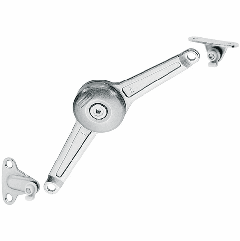 Hafele Lid Stay/Flap Stay, Hfele Duo Standard, Complete set, For wood or aluminum framed doors, Nickel plated, for wood screws, Item# 373.66.612, 37366612, 373-66-612