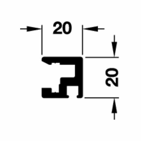 Hafele Top Door Frame Profile, Hawa Clipo 26 GR IF, for Hawa Clipo, 2.5 m, Item# 401.64.902, 40164902, 401-64-902