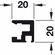Hafele Top Door Frame Profile, Hawa Clipo 26 GR IF, for Hawa Clipo, 2.5 m, Item# 401.64.902, 40164902, 401-64-902