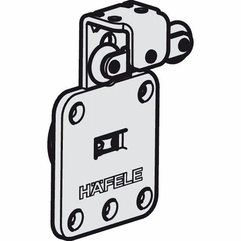 Hafele Running gear, With friction bearing, top, front and rear door, for Slido Classic VF, 2 rollers, for plug fitting and screw fixing into 35 mm cup drilling, rear, for 1 or 3 doors, black; zinc plated, plastic; steel, Item# 402.31.104, 40231104, 402-31-104