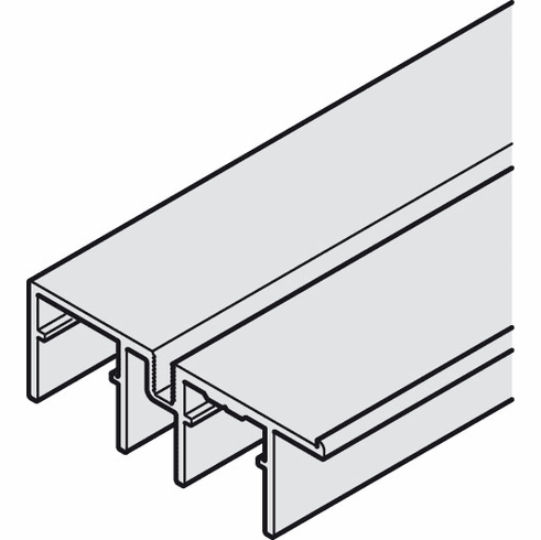 Hafele Double guide track, Bottom, with stop strip, for screw fixing to base panel, for Hafele Slido F-Line21 / F-Line31, Length: 2500mm, Item# 402.31.842, 40231842, 402-31-842