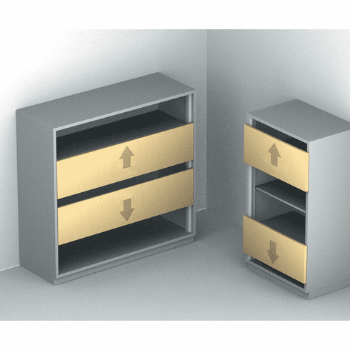 Hafele Sliding door fitting, Hawa Libra 20 Synchro H IF/VF, set, For vertical sliding doors with 2 synchronized, bi-parting doors, for door weights up to 44 lbs., Infront/Vorfront, Item# 403.20.010, 40320010, 403-20-010