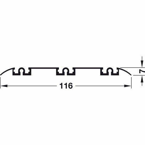 Hafele Triple running track, Bottom, for glue fixing, for Hafele Slido F-Line, R-Aluflex 80A / 80W, silver coloured anodized (E6/EV1), length: 6,000mm, Item# 403.66.960, 40366960, 403-66-960