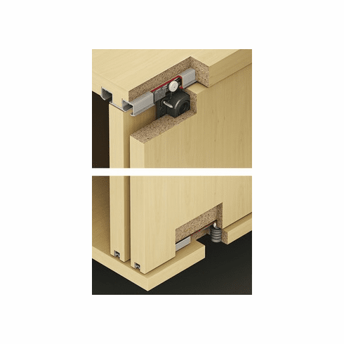 Hafele Sliding Door Hardware, Hawa Clipo 26 H IF, set, For 2 wood doors, Item# 405.00.004, 40500004, 405-00-004