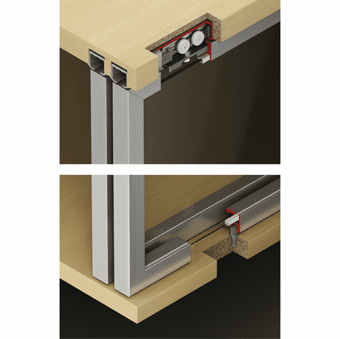 Hafele Sliding Door Hardware, Hawa Clipo 26 GR IF, set, for sliding doors with aluminum frame, for door heights up to 2000 mm, For 2 doors, For Door Weights up to 55 lbs, For Door Heights Up to 78 3/4", Item# 405.00.007, 40500007, 405-00-007