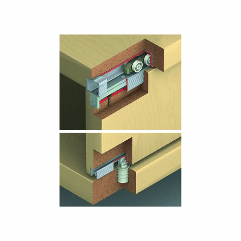 Hafele Sliding Door Hardware, Hawa Clipo 36 HM IF, Infront, set, Optional Soft Close Set, For 1 wood door, Item# 405.02.408, 40502408, 405-02-408