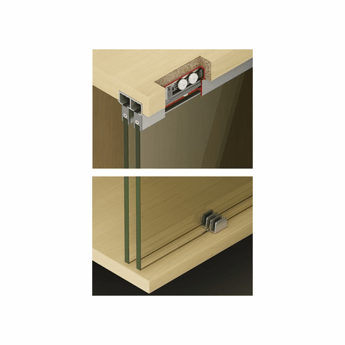 Hafele Sliding Door Hardware, Hawa Clipo 36 GPK IF, set, For 1 glass door; max door weight: 79 lbs (36 kg), GPK, Item# 405.02.410, 40502410, 405-02-410