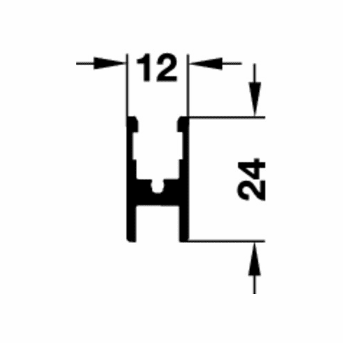 Hafele Glass Fixing Profile, Hawa Clipo 36 GPK/GPPK Inslide, for Hawa Clipo, 2.5 m, Item# 405.03.202, 40503202, 405-03-202