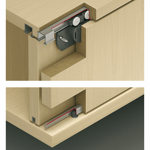 Hafele Sliding Door Hardware, Hawa Clipo 16 IF, set, For Top Hung, for Wooden Sliding Doors, for Door Weights up to 35 lbs., Inslide, Item# 405.82.216, 40582216, 405-82-216