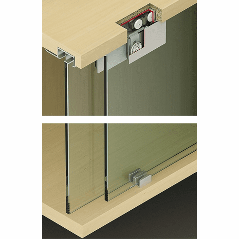 Hafele Sliding Door Hardware, Hawa Clipo 16 GS IF, set, For top running mirror doors, for door weights up to 35 lbs, For 2 doors, Item# 405.82.228, 40582228, 405-82-228