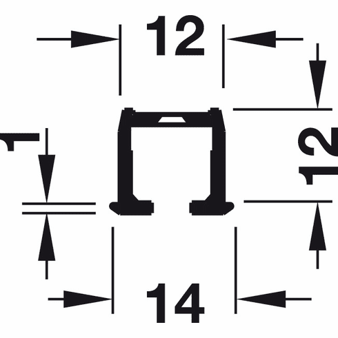Hafele Single Running track, Hawa Clipo 15 GPK IF, 15 H MF, 15 H VF, 15 H IF, aluminum, bright, length: 3,500 mm, Item# 405.87.003, 40587003, 405-87-003